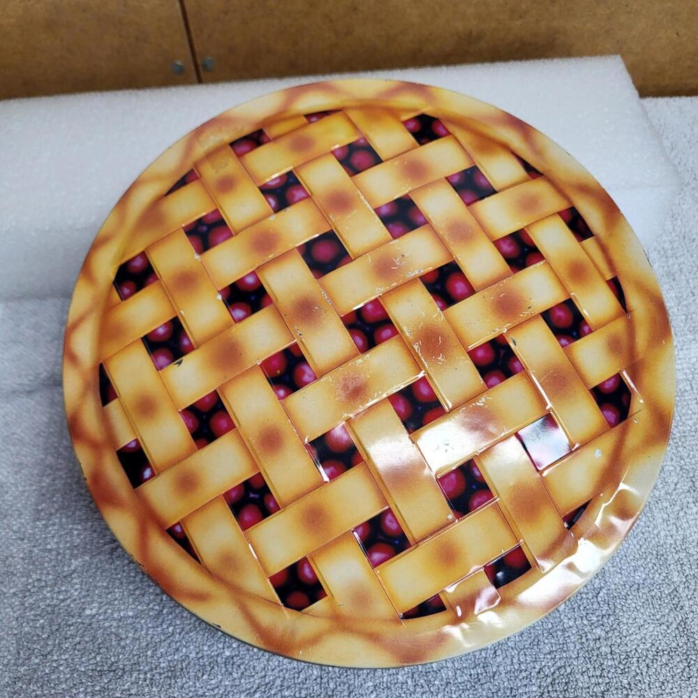 antique pie tin  "Pie Keeps" cherry pie design diameter 10.5" depth 2"